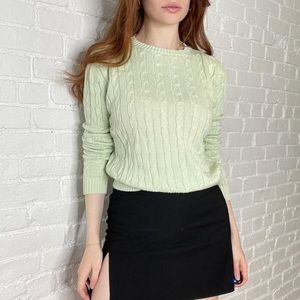 Brandy Melville Light Green Cable Knit Sweater